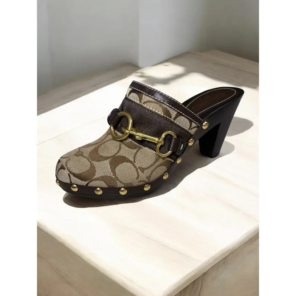 Y2K Coach Q104 Sutton Signature Jacquard Mule Size 7M